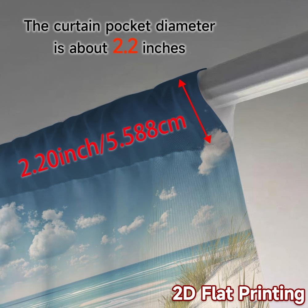 2pcs   2D FLAT PRINTING Curtains (Without Rod) Seaside Serenity Popular Curtains&Window Treatment Machine Washable Fabric