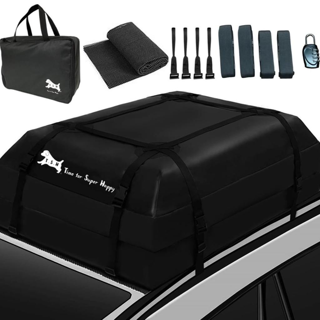 Car Carrier Roof Cargo Bag Waterproof Cargo 415L Cargo Cargo Roof Easy Roof Roof Carrier Travel Waterproof Cargo T.S.H (Black Bag) Capacity,