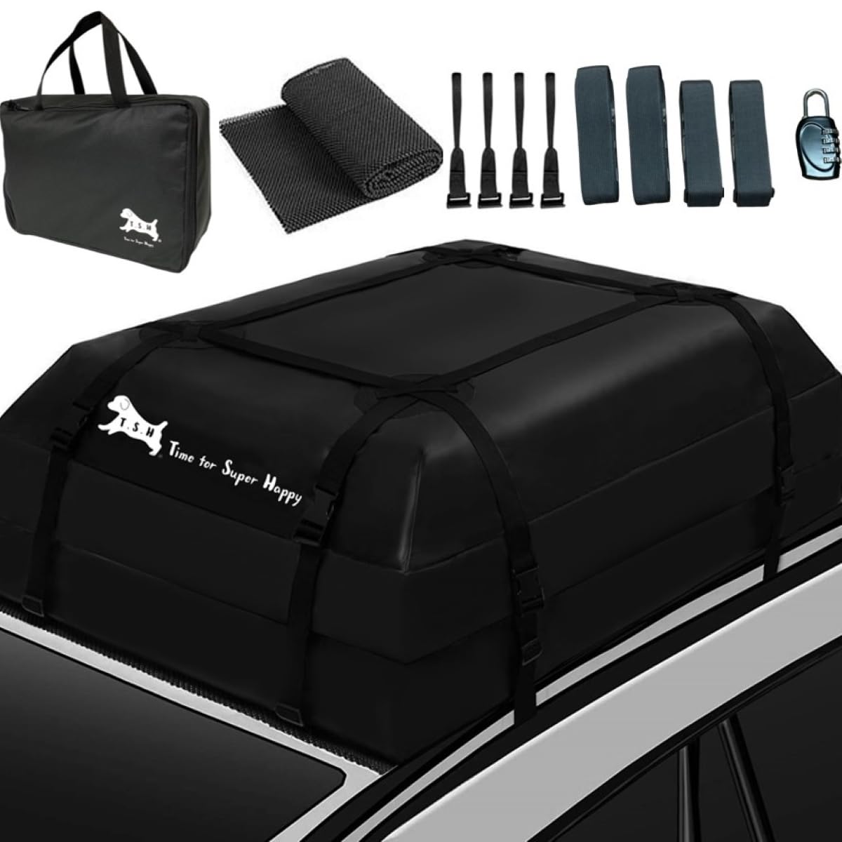 

Автомобильный багажник на крышу Водонепроницаемый груз 415 л Груз Груз на крышу Легкий багажник на крышу Путешествия Водонепроницаемый груз T.S.H (Черная сумка) Емкость, чёрный