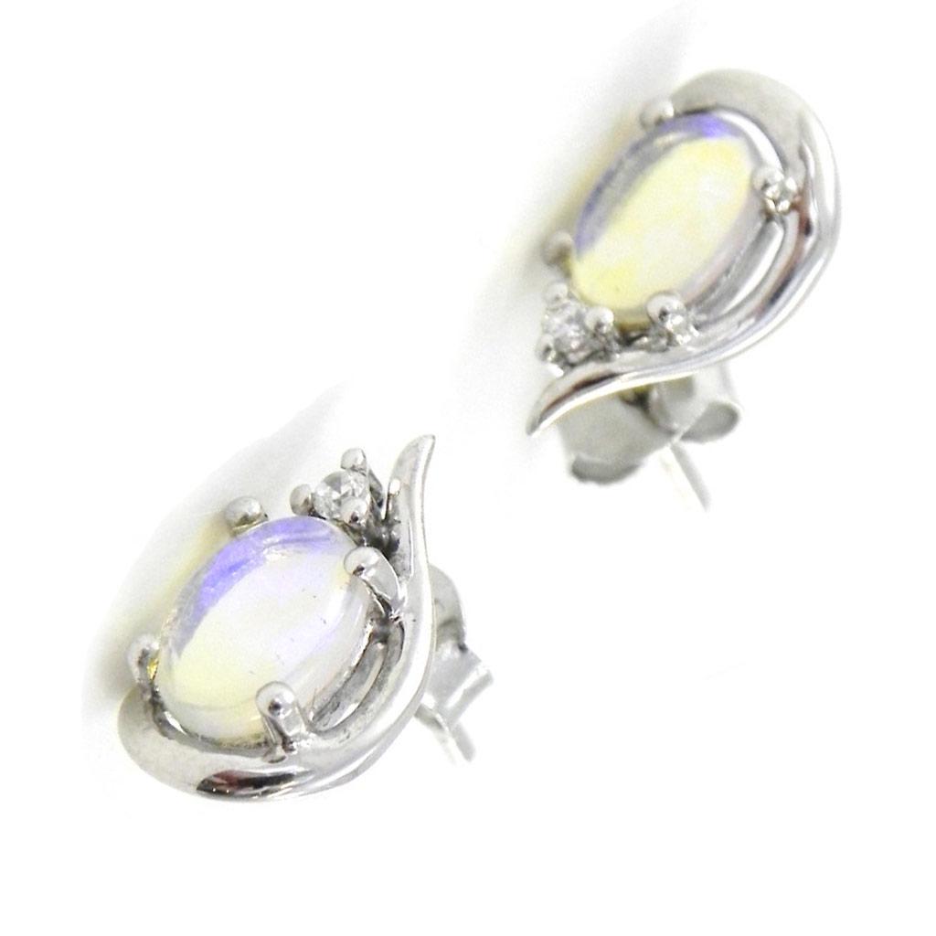 Les Trésors De Lily [I8911] - Silver Earrings 'Goddess Opal' Blue Opal