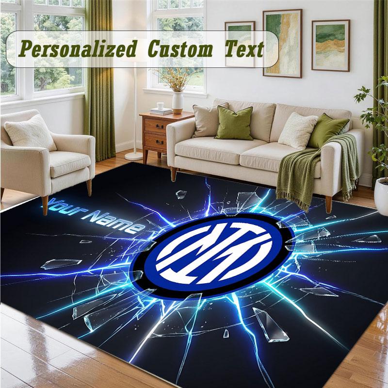 Crystal Velvet Square Rug Custom NameInter Milan Pattern Non Slip Home Floor Decor Rug