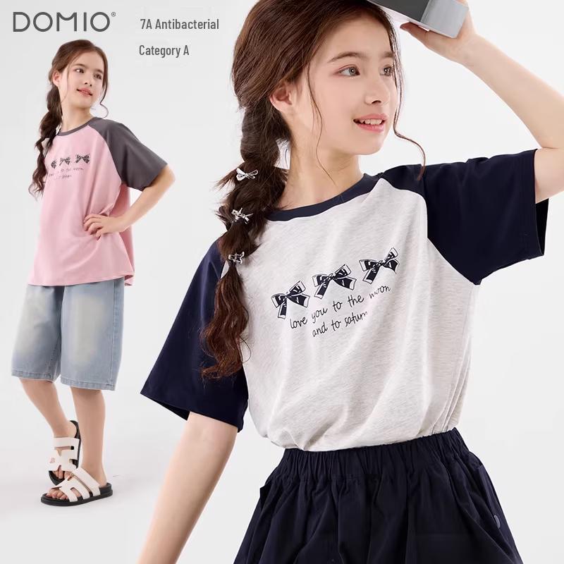 Girls' Antibacterial Cotton Blend Summer T-Shirt