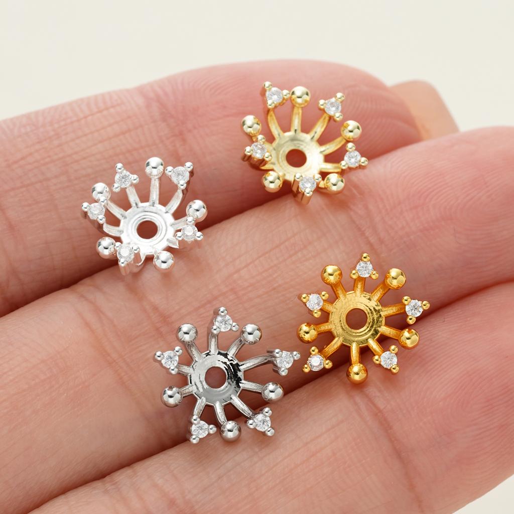 2Piece/Pack 14/18K Gold Color Plated Flower Torus Shape Beads Caps for DIY Necklace Bracelets Jewelry Making Accessories