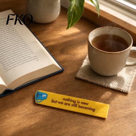 Felt Bookmark Handmade Embroidered Bookmark, Coffee Cup Book Page Marker, Lint-free Reading Accessories for Men Women Lovers Scrapbook