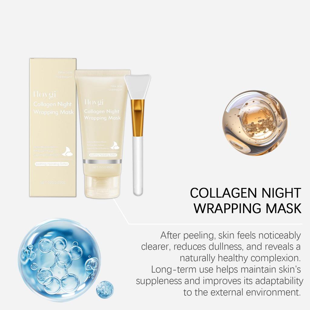 Collagen Night Wrapping Mask Peel Off Mask Brightening Facial Mask Deeply Cleansing Pores Shrink Hydrates Nourishing Skin Care