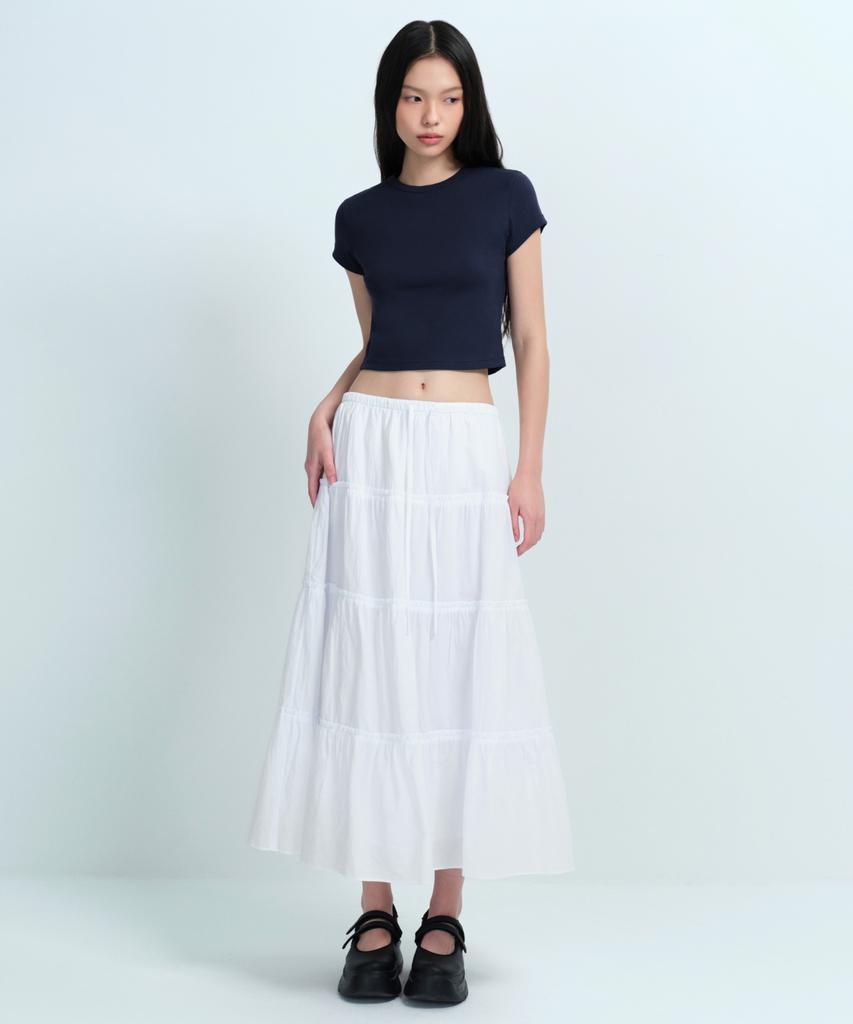 Musinsa Standard Woman Women'S Cotton Tiered Long Skirt [White]