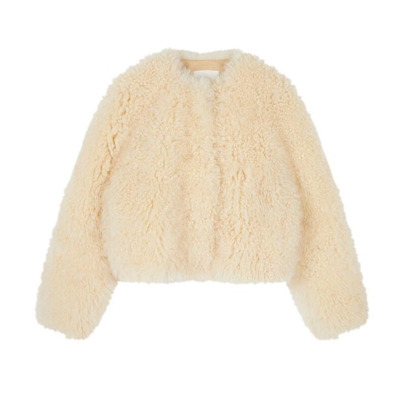 JNBY 2024 Autumn Collarless Long Sleeve Faux Leather Jacket 5O9A12290