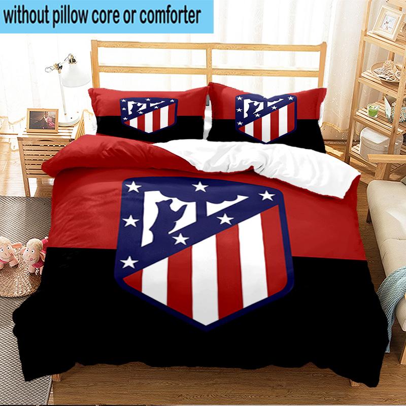 3PCS Atletico Madrid Crest Bedding Set For Bedroom, Dormitory,Including 1pc Duvet Cover And 2pcs Pillowcases Large size Fan gift