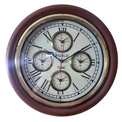 Antike Seeholz Wanduhr 5 Uhr Weltuhr für Heim- Bürodeko Geschenk 40,64cm