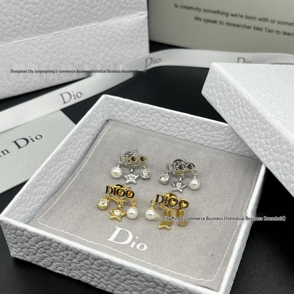 Di Jia Quasten-Stern-Perlenohrringe - Süße Diamant-Stecker für Damen