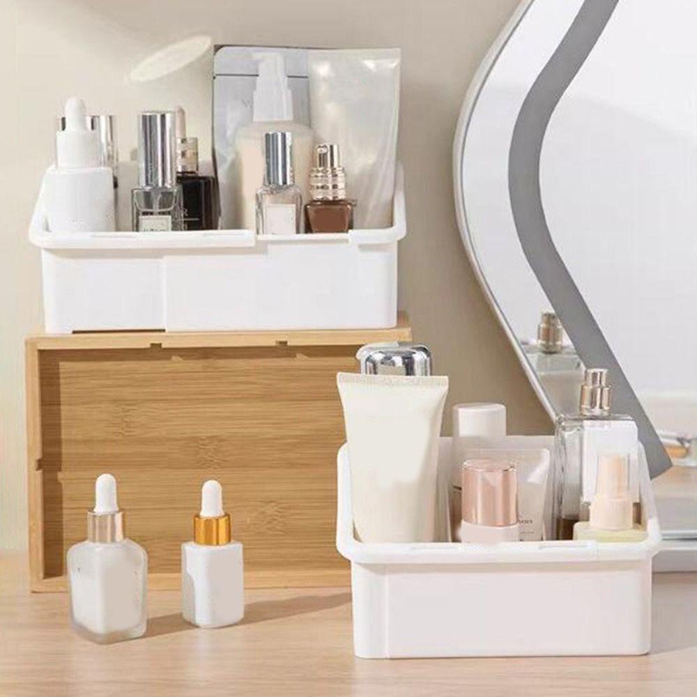 Adjustable Extendable Mirror Cabinet Storage Box White Lipstick Storage Box Kitchen