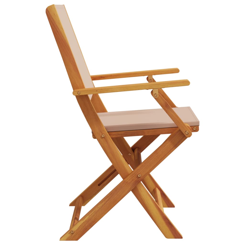 Vidaxl Składane Krzesła Ogrodowe, 6 Szt., Tkanina Taupe I Drewno
