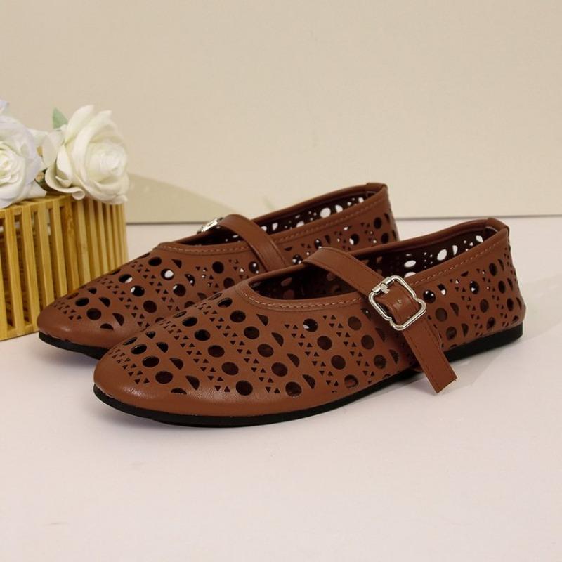 Summer Hollow Ladies Shoes  New Casual Fashionable Women's Closed Toe Sandals Soft and Comfortable Ballet Flat Shoes