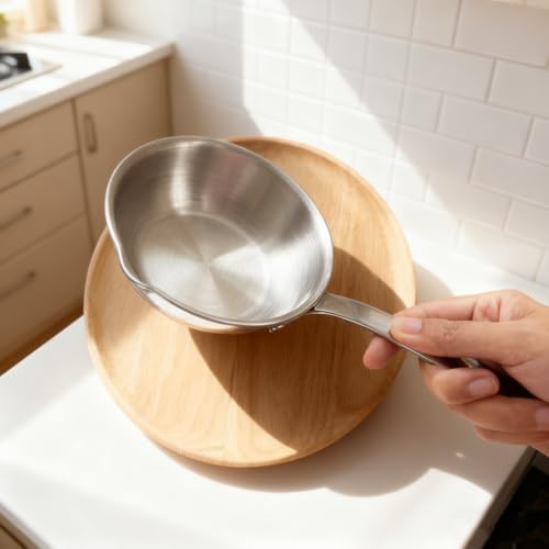 IMEEA Mini Frying Pan, Perfect for Lunchboxes, Breakfast, and Fried Eggs, Lightweight, 12cm, Triple-Layer Construction, with Spout, Stainless Steel, I