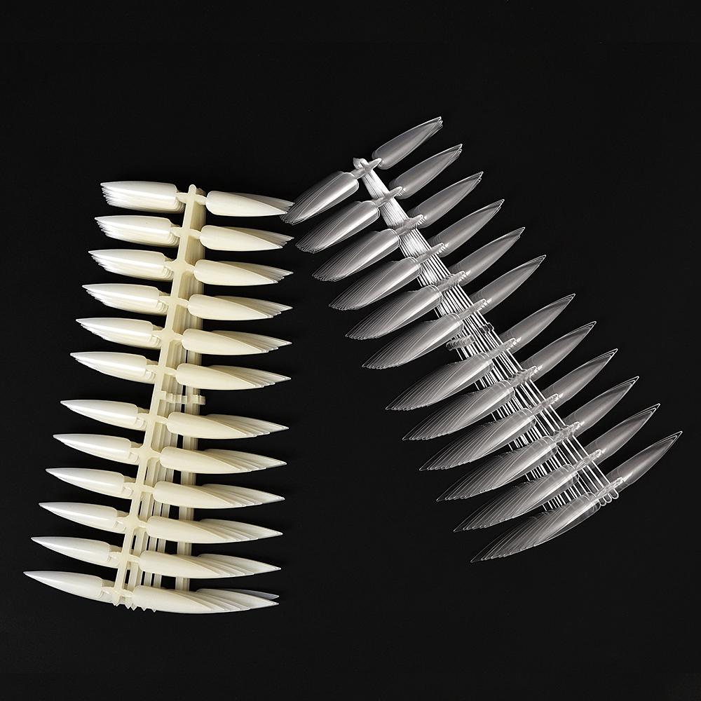 240pcs False Nails Stiletto Shape Press On Natural Transparent Tips Practicing Gel Polish Display Fake Nail Practice Manicure Tool