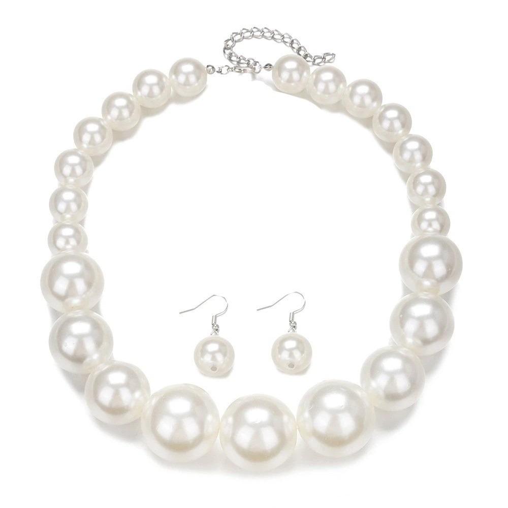 3 pcs/set Exaggerated Jewelry Set Gradient Size Drop Earrings Necklace Earrings Set  Women
