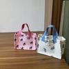 Trendy Striped Cartoon Foaming Cat Handbag - 2024 Spring/Summer College Style Lunch Bag