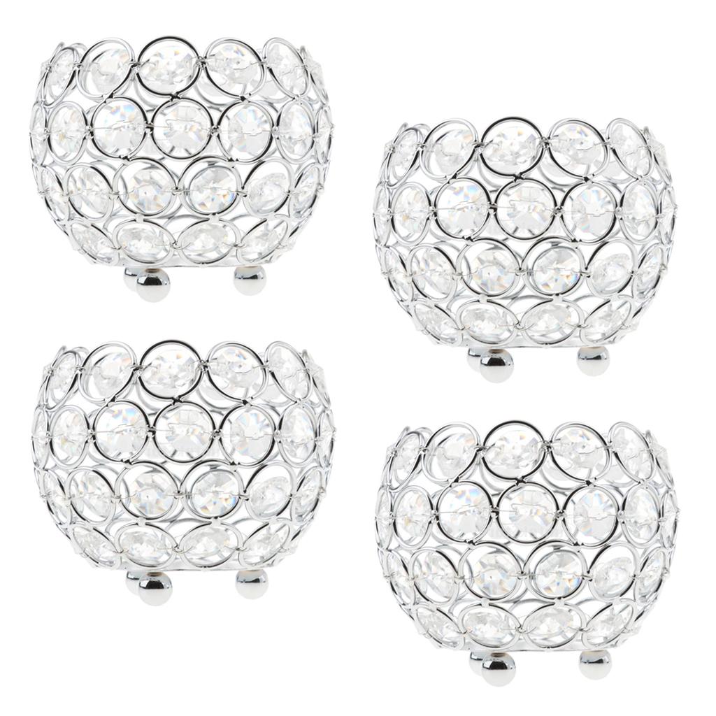 4Pcs Romantic Crystal Candle Holder for Home Decorative Lantern Wedding Party Table