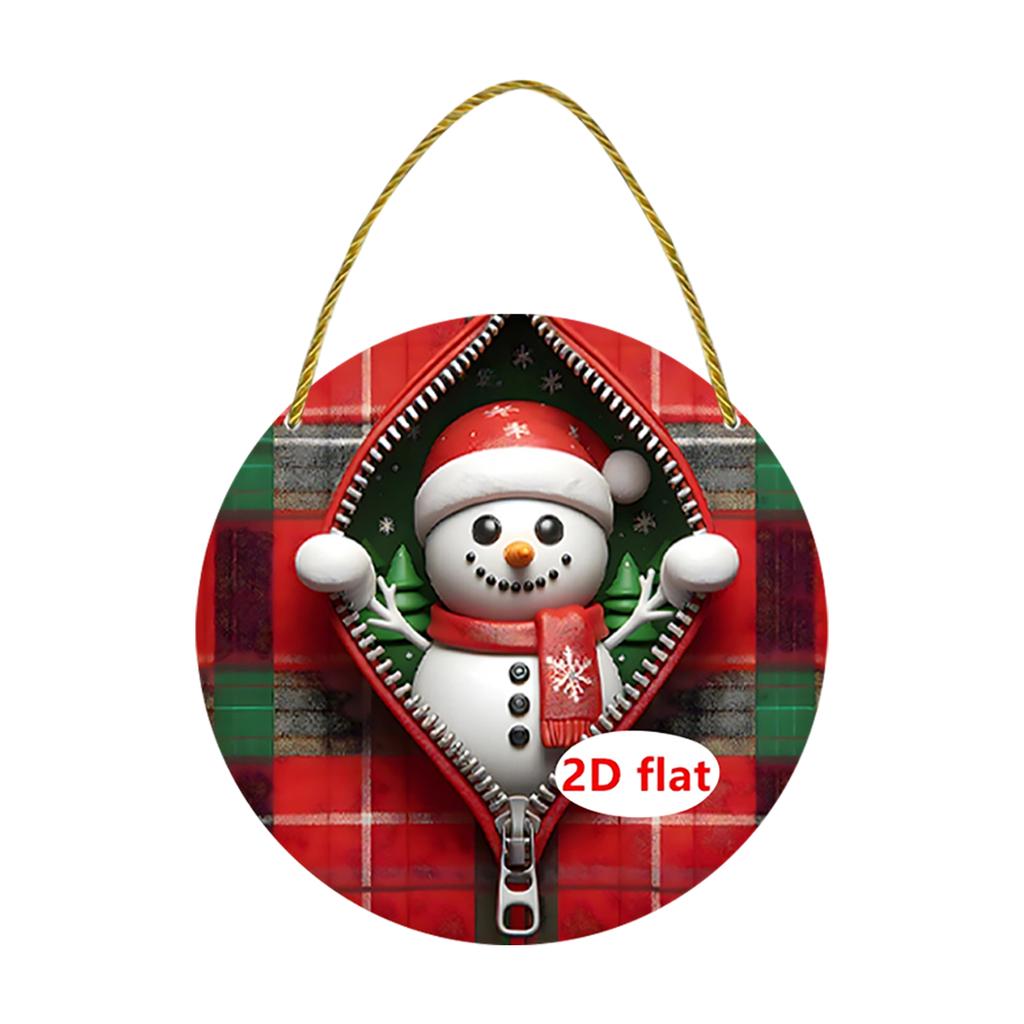 Christmas Cartoon Santa And Penguin 2D Flat Acrylic Garden Door And Window Pendant Decoration Props