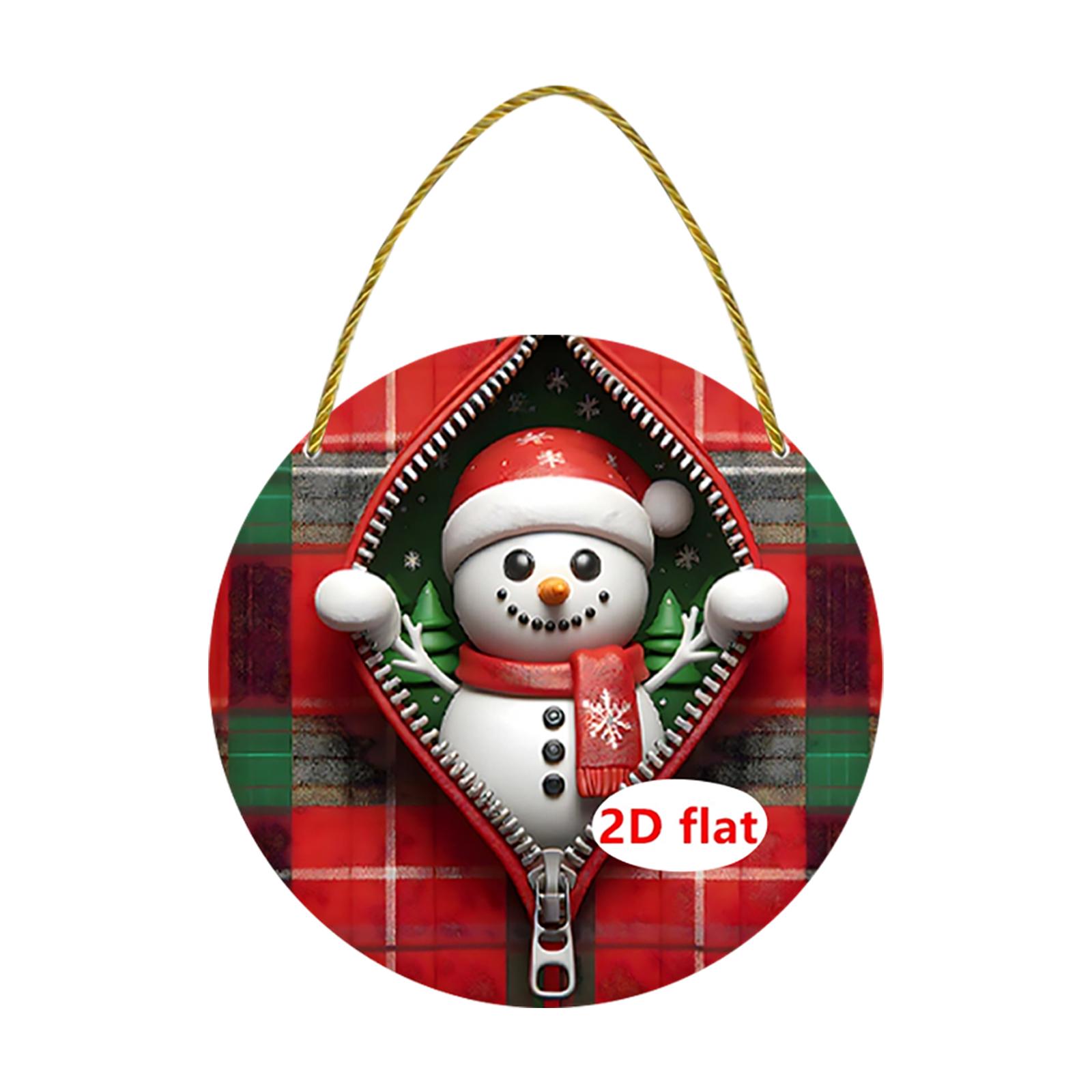 

Рождественский мультяшный Санта и пингвин 2D плоский акриловый садовый подвес для двери и окна, реквизит для украшения One Size