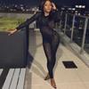 Women's European & American Style See-Through Slim Long Sleeve Flocking Jumpsuit
