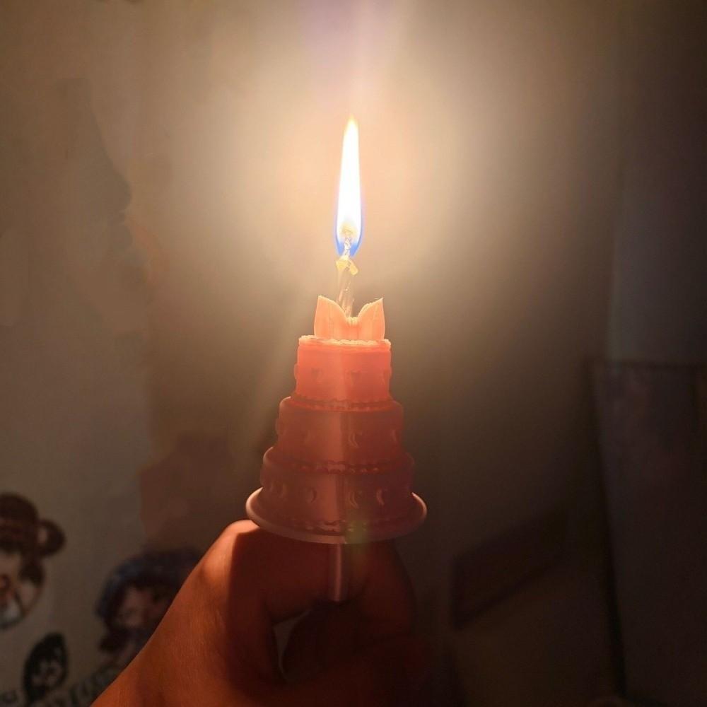 Elegant Birthday Cake Ring Bow Knot 3D Printing Ring Romantic Mini Candle Ring Party