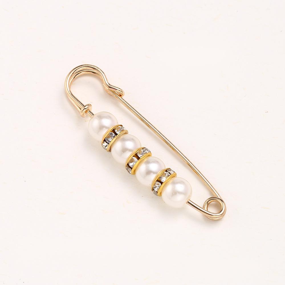 Women New Cute Imitation Pearl Rhinestone Brooch Anti-lighting Skirt Waist Pin Fashion Jewelry Accessories Gifts