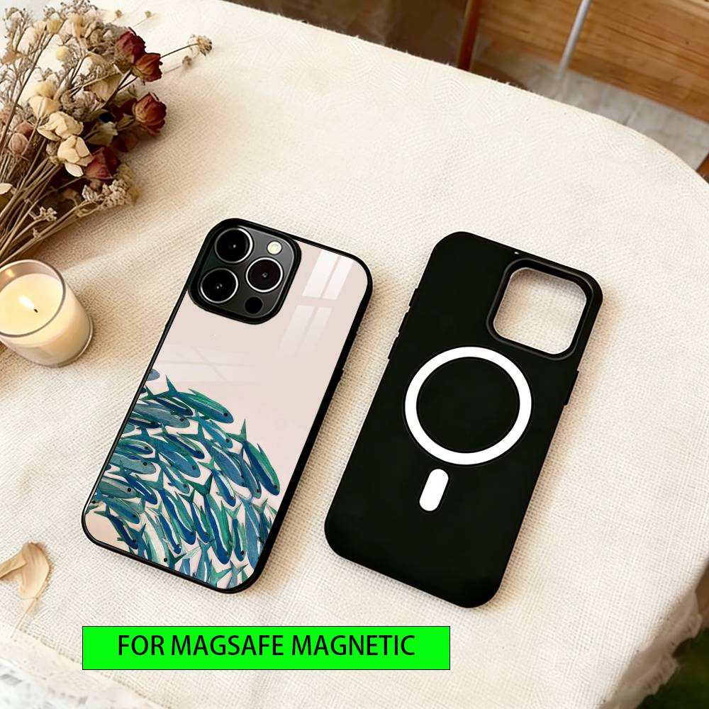 Small fish Phone Case For iPhone17,16,15,14,13,12,11 Plus,Pro Magnetic with Magsafe Wireless Charging
