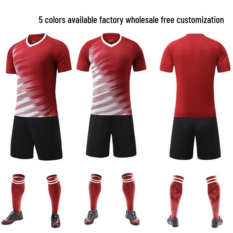Summer Short Sleeve Jersey Set: Unisex Football Uniform for Kids & Adults, Plain Color Design