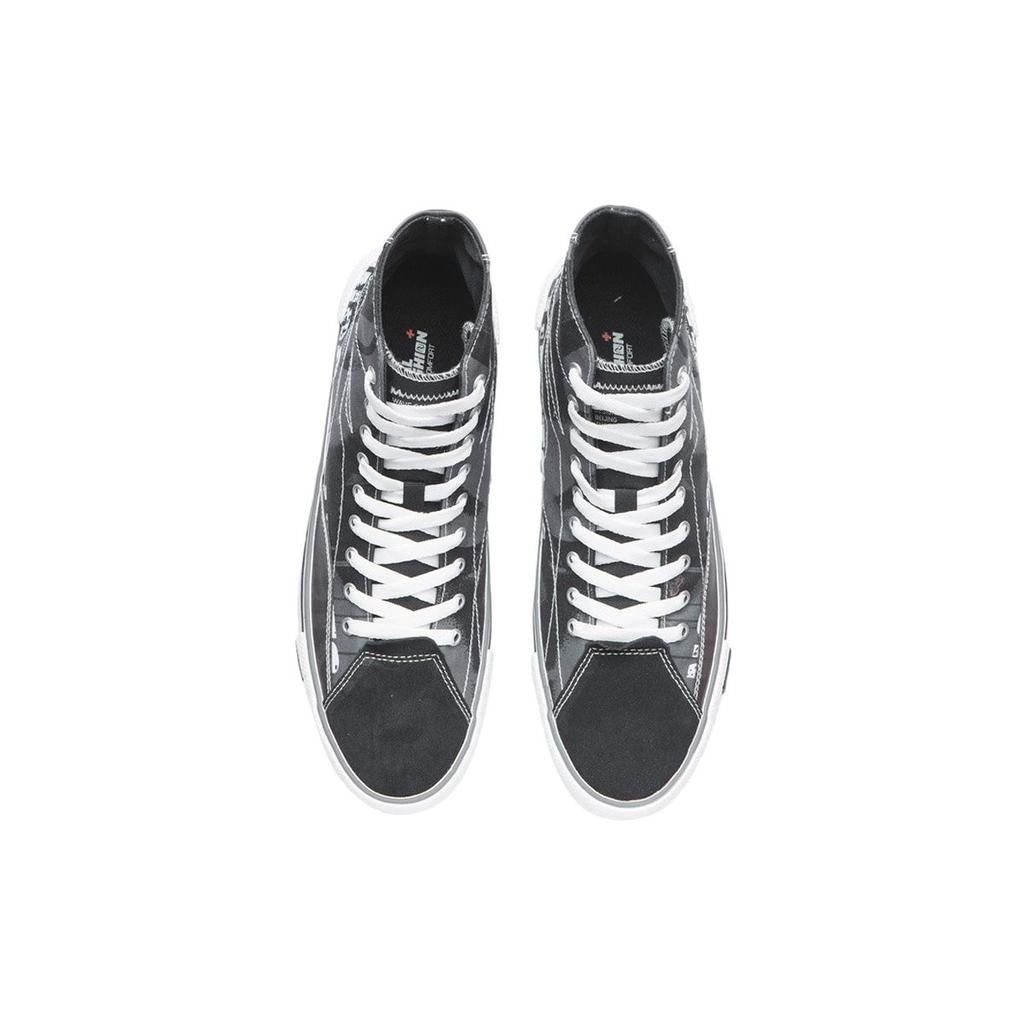 Li Ning We Wo Canvas Hi Comfortable Non-Slip Wear-Resistant High-Top Skate Shoes Men Skate Shoes Black AECR011-2