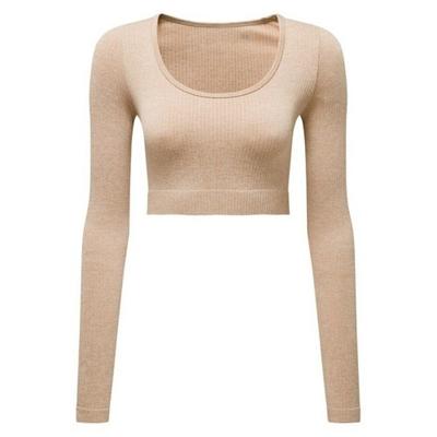 Womens/Ladies Ribbed Seamless 3D Crop Top