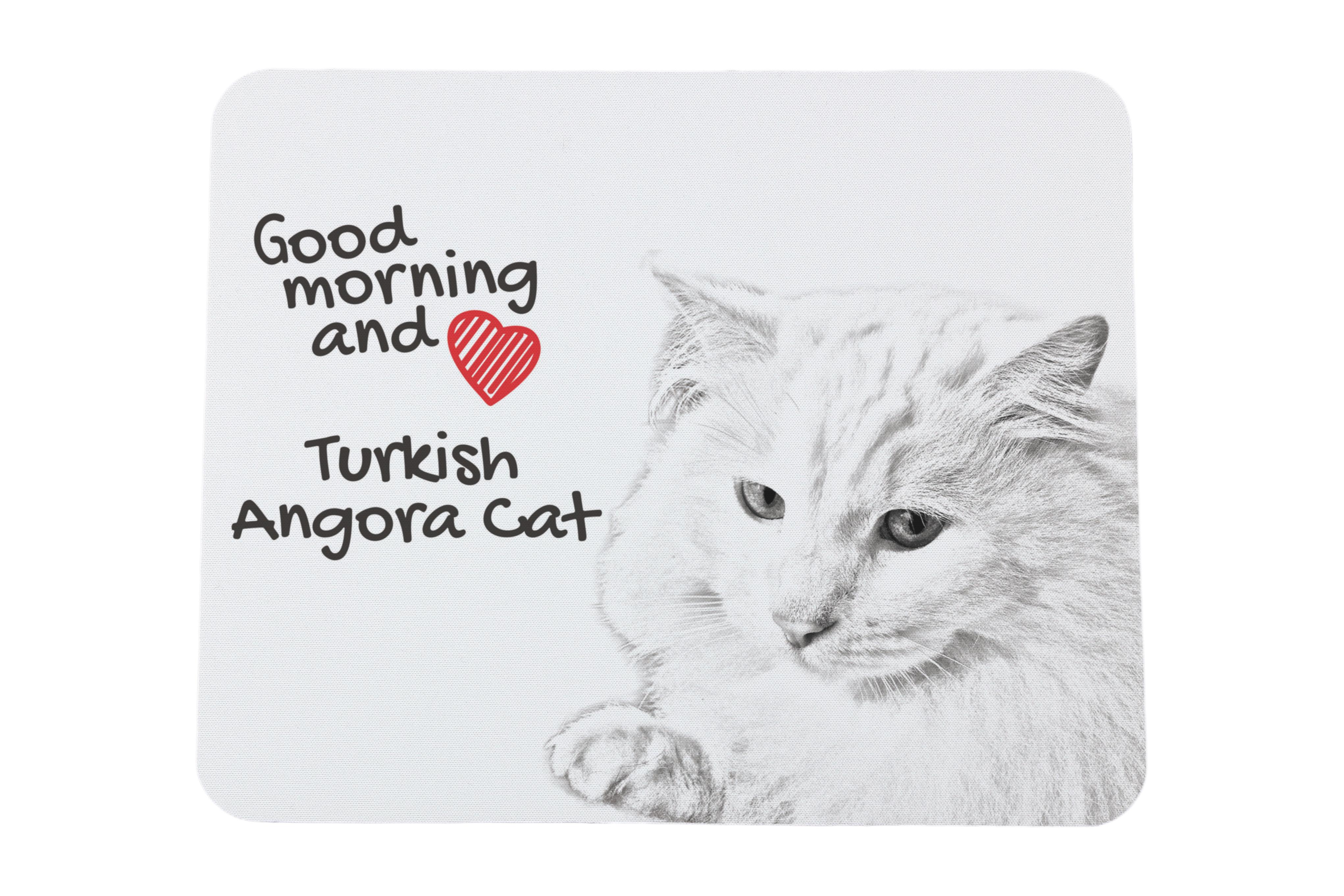 

Turkish Angora - mouse pad with print, personalized cat pad, unique gadget for an office worker from the Art-Dog brand білий