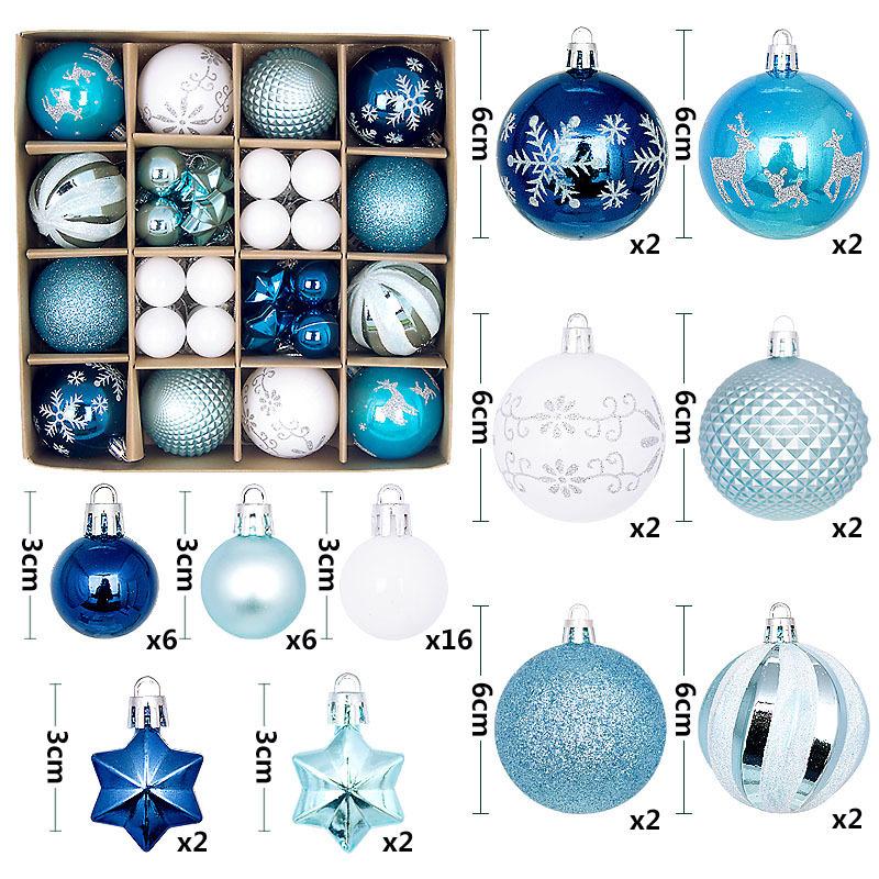 44Pcs Christmas Ball Ornament Set Big Xmas Tree Hanging Pendant Snowflake Merry Christmas Decoration 2025 New Year Party Gift