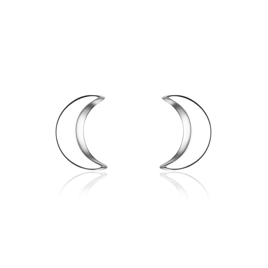 925 Sterling Silver Half Moon Stud Earring