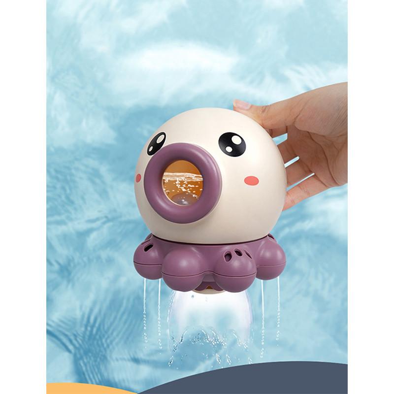 Green Rotating Octopus Baby Bath Toy For Children And Infants Plastic Material Water Sprinkler Interactive Toy