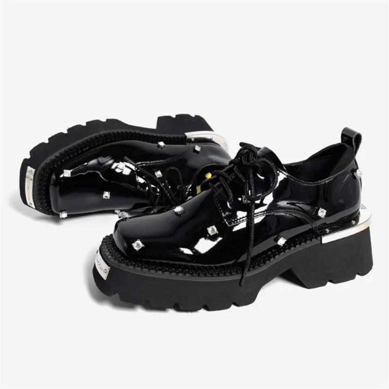 Women Loafers Crystal Platform Chunky Mary Janes Shoes 2025 Casual Sport Sandals Luxury Trend Sneakers Lace Up Woman