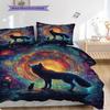 Wolf Pattern Bedding Quilt Set Quilt Cover Pillowcase Home Decoration Birthday Gift (1 * Duvet Cover + 2 * Pillowcase, Without Core)