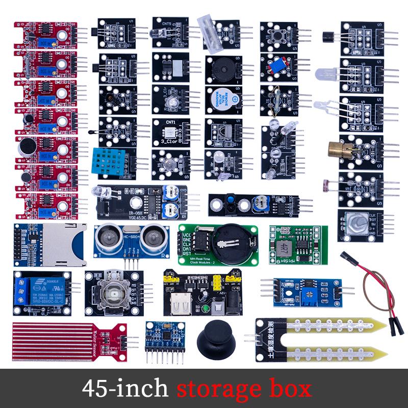 LIZAO 37/45 in 1 Sensor Kit, Assorted Sensor Modules Compatible with Arduino for DIY & Educational Projects