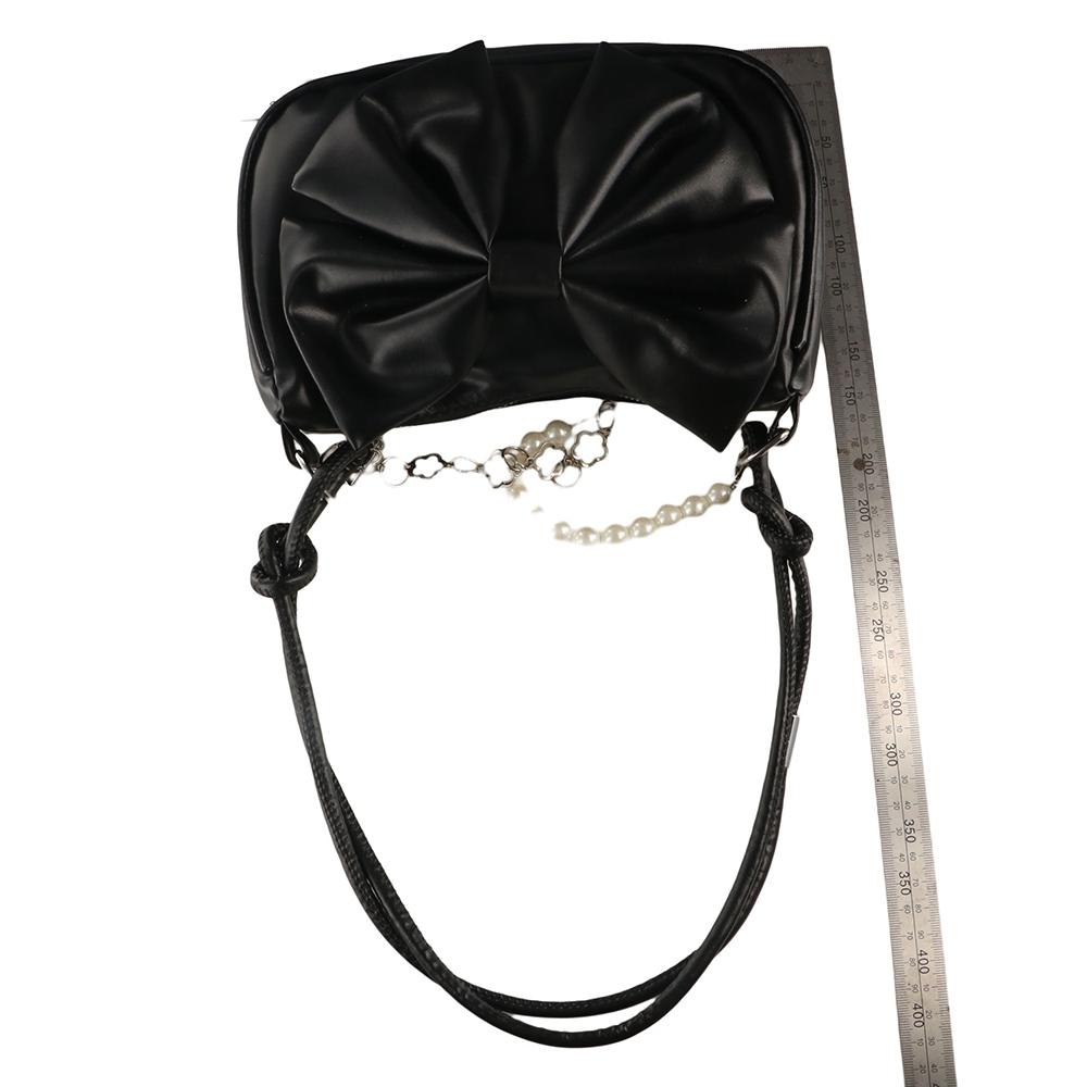 Solid Color Bowknot Shoulder Bucket Bag Korean Style Bow Tote Bag Women Armpit Bag  Office Worker