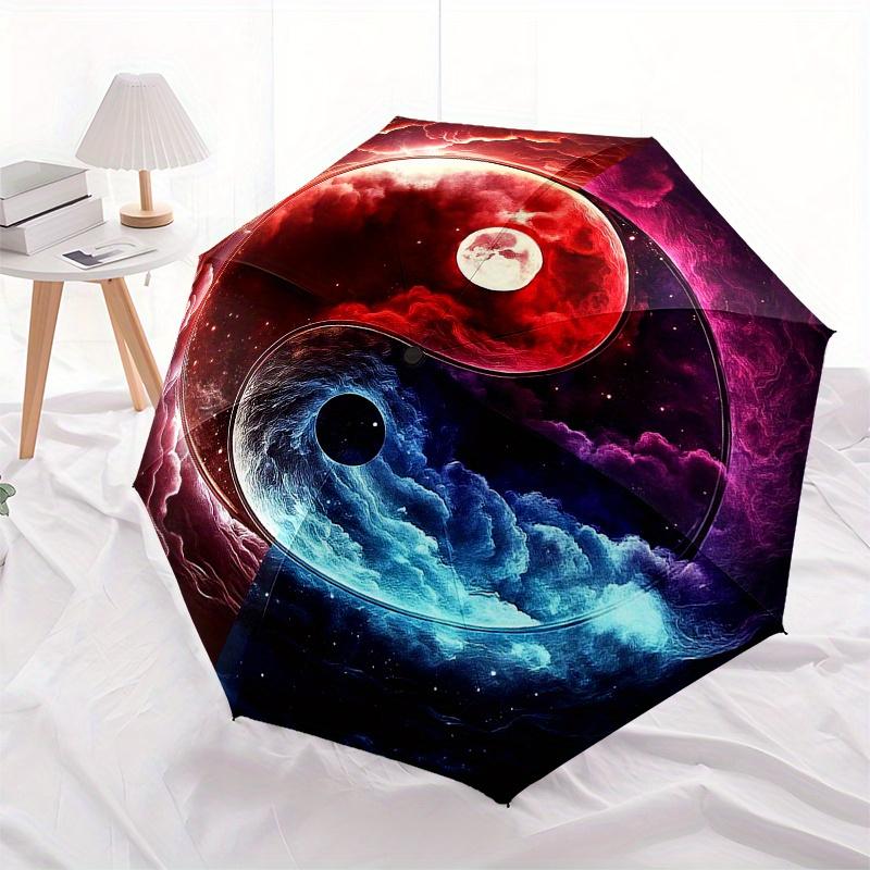 Yin Yang Cosmic Balance: Aesthetic Wall Art DecorUmbrella, Portable 3-Fold Compact Umbrella for Men & Women Gift