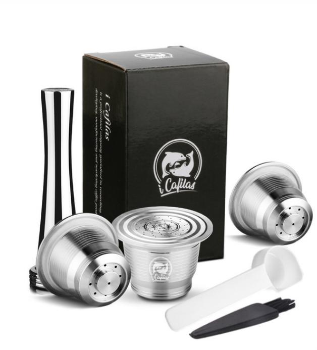 ICafilas Reusable Coffee Capsule for Nespresso Stainless Steel Refillable Filters Espresso for Essence Nespresso Capsule