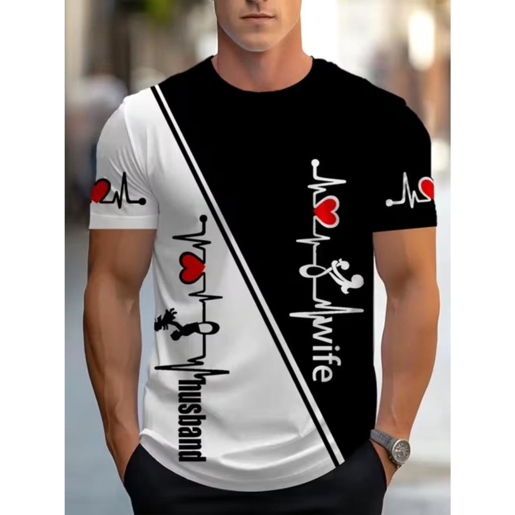 Nuova T-shirt Moda Estiva da Uomo Personalità Fantasia Retrò Stampata T-shirt da Uomo Top