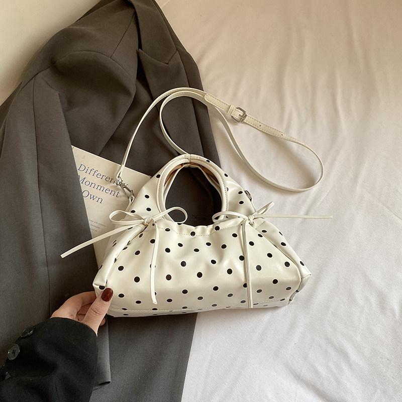 Polka Dot Print Bag Sweet Bow Bolsos mujer Crossbady Bags for Woman Multi-function Bolsa Ruched Cloud Sac Femme Portable Bolso