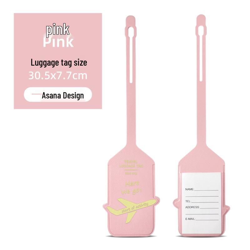 Double-Sided PU Leather Luggage Tag with Airplane Design