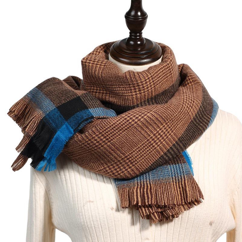 Color matching scarf women's 2025 autumn and winter new sweet medium and long warm imitation cashmere scarf shawl fashion