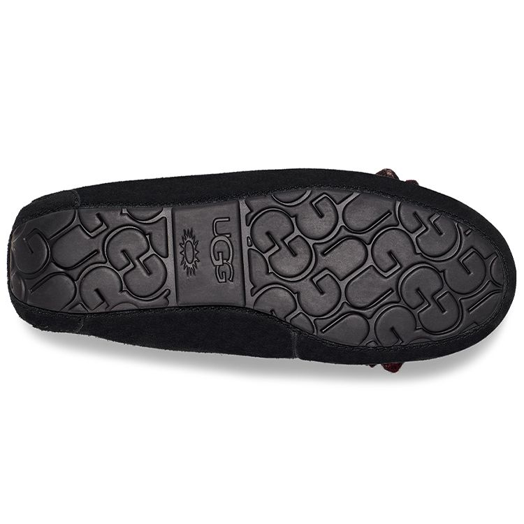 UGG Ansley Plaid Bow Warm Plush Low-Top Casual Shoes Women Sneaker Black 1127850-BLK