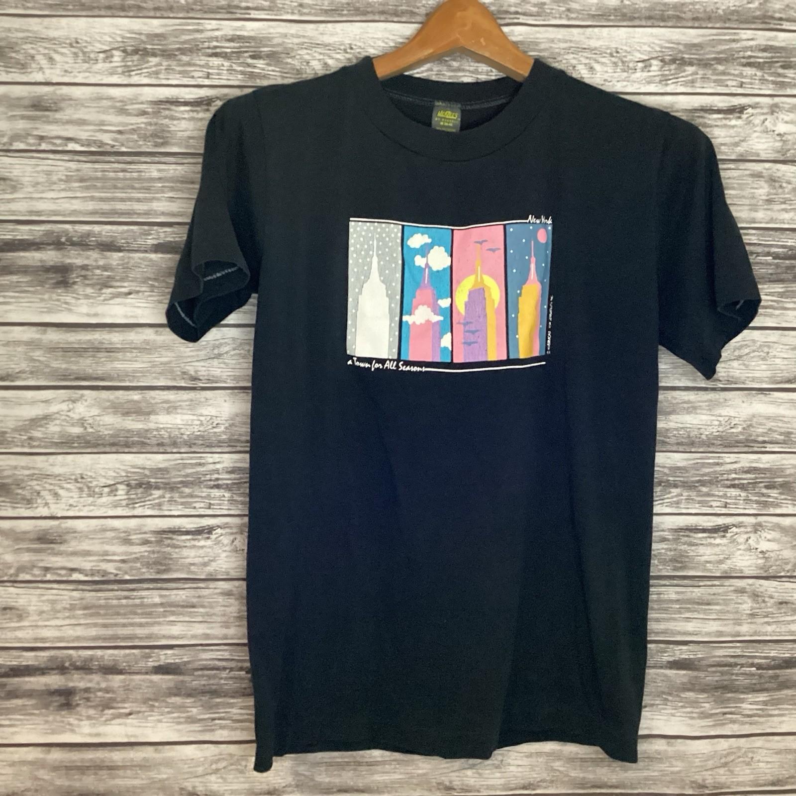 Vintage New York City Shirt Mens Medium Black Empire State Building All Seasons Unisex T-Shirt XL