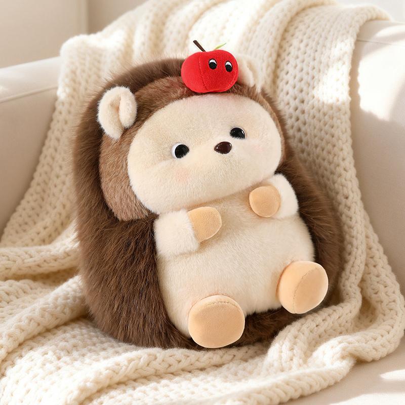 30/40cm Kawaii Hedgehog Plush Toy Hedgehog Has Apples On Its Head Plush Doll Soft Stuffed Animal Doll Birthday Holiday Gift