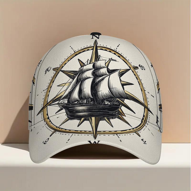 

Nautical Compass with Ship Print Classic Baseball Cap Lightweight Duckbill Hat, Ideal for Daily Wear Adjustable Design