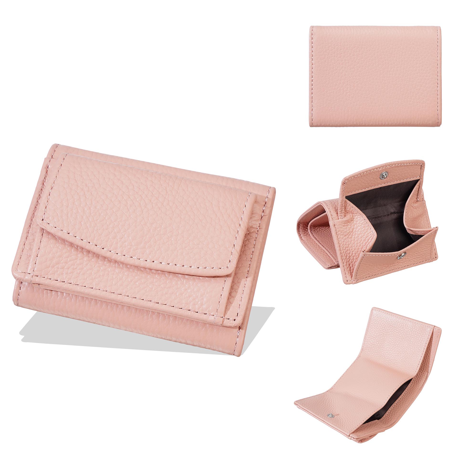 

Women s Japanese Style Leather Tri-Fold Wallet - Elegant, Multi-Card, Coin Pocket, Fashionable & Simple рожевий